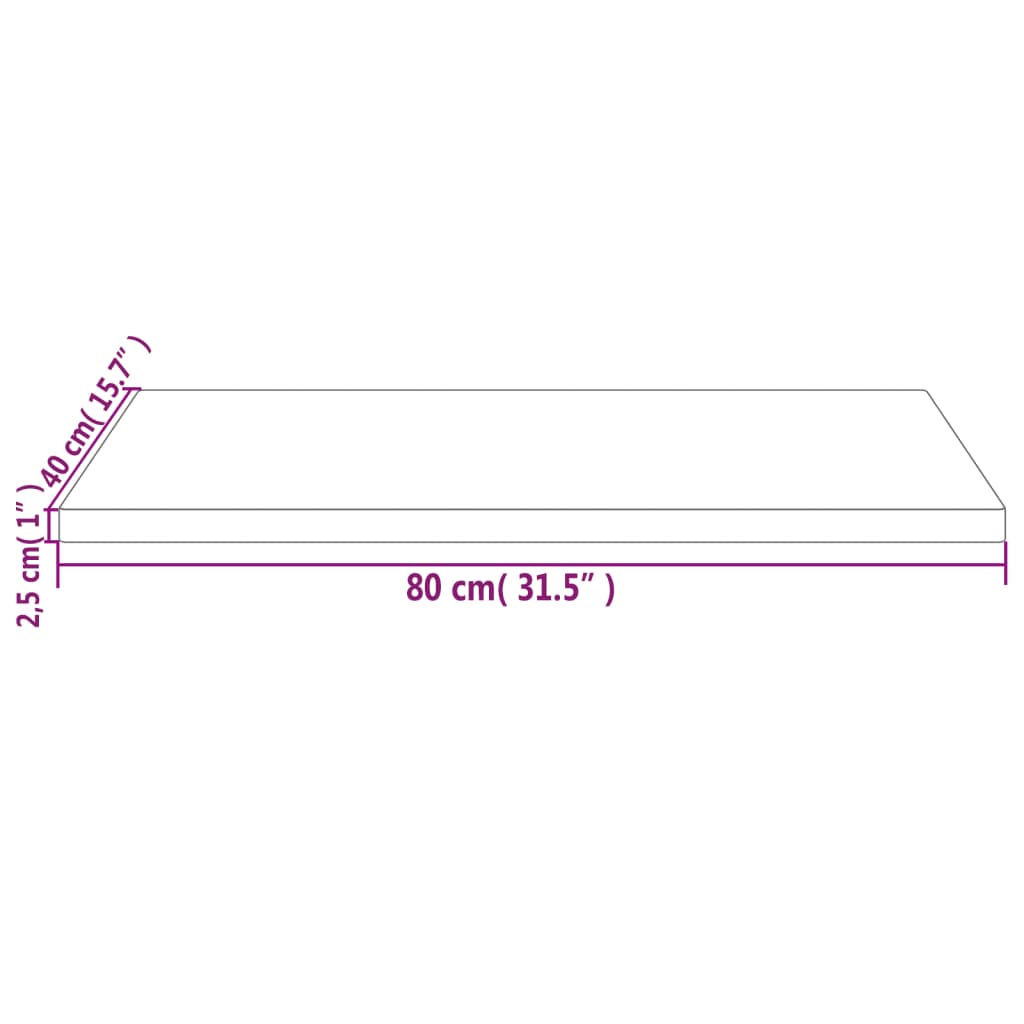 skrivebordsplade 80x40x2,5 cm massivt fyrretræ