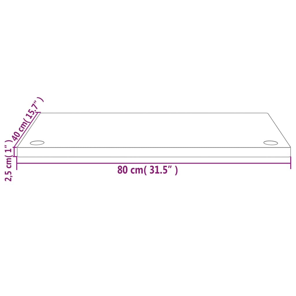 skrivebordsplade 80x40x2,5 cm massivt fyrretræ