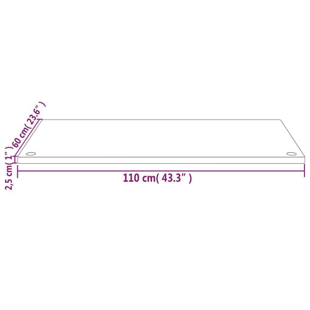 skrivebordsplade 110x60x2,5 cm massivt fyrretræ