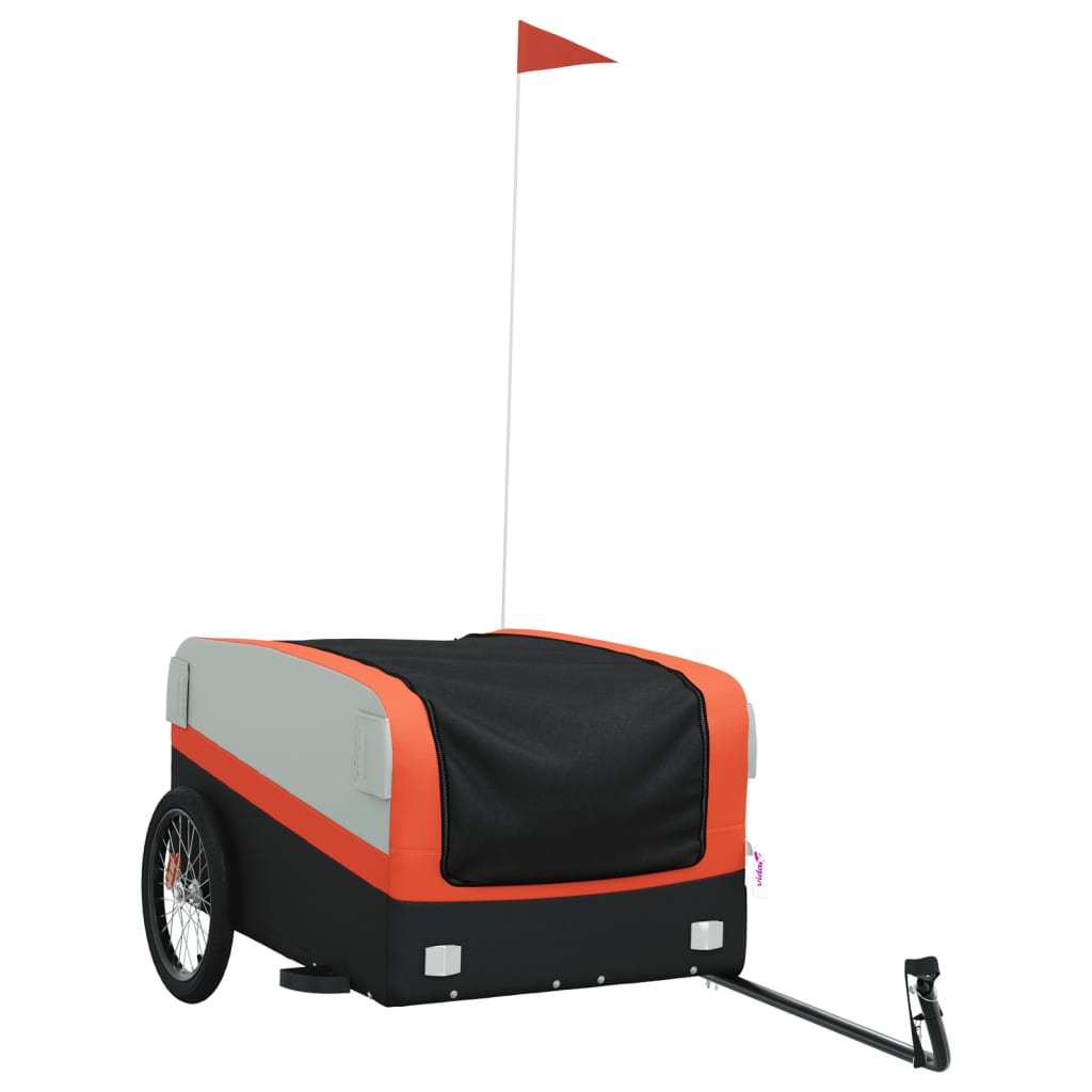 Fahrradanhänger 45 kg Eisen schwarz und orange
