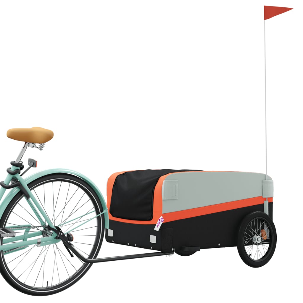 Fahrradanhänger 45 kg Eisen schwarz und orange