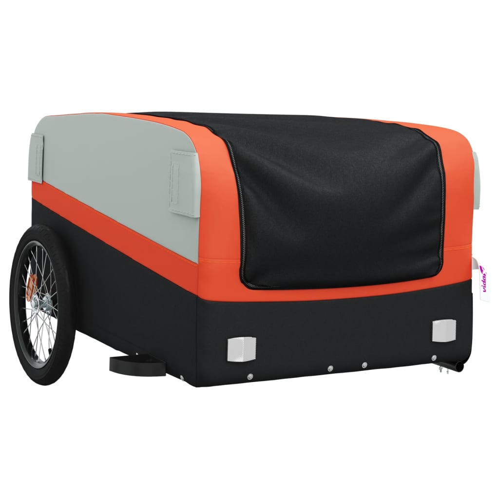 Fahrradanhänger 45 kg Eisen schwarz und orange