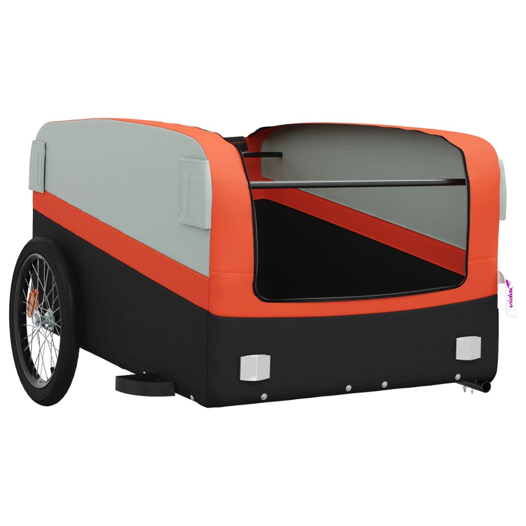 Fahrradanhänger 45 kg Eisen schwarz und orange