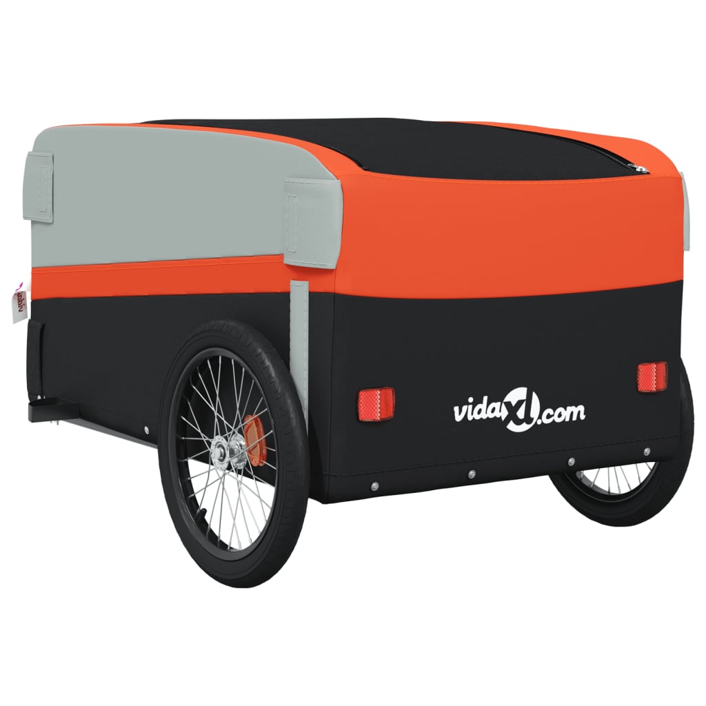 Fahrradanhänger 45 kg Eisen schwarz und orange