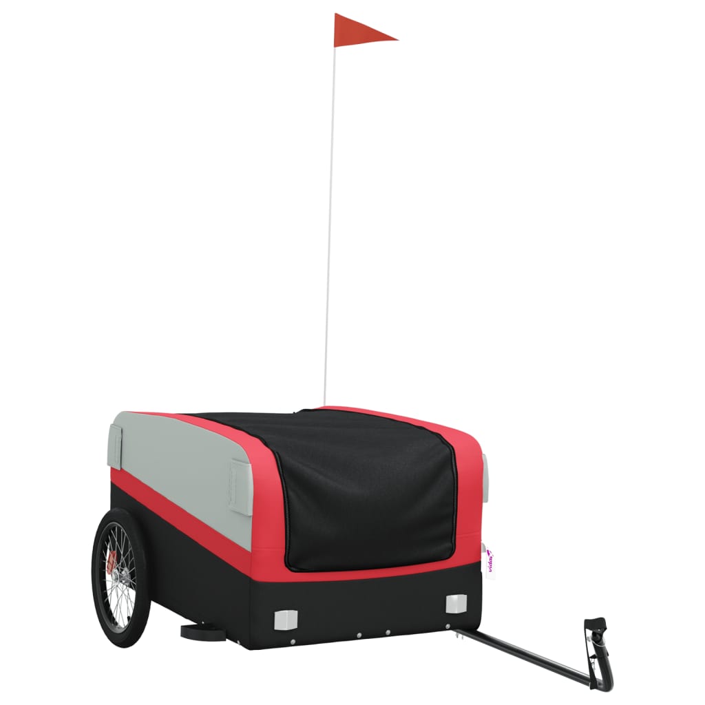 Fahrradanhänger 45 kg Eisen schwarz und rot