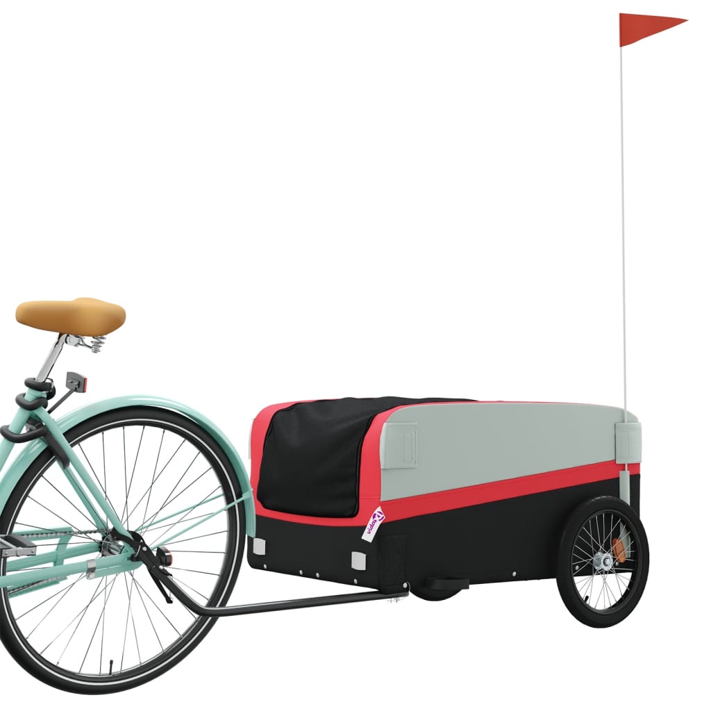 Fahrradanhänger 45 kg Eisen schwarz und rot
