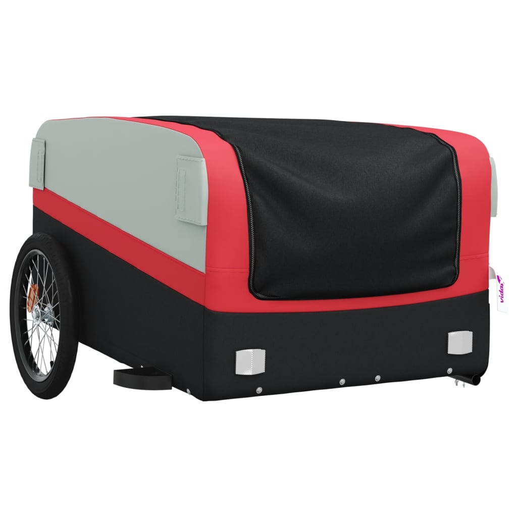 Fahrradanhänger 45 kg Eisen schwarz und rot