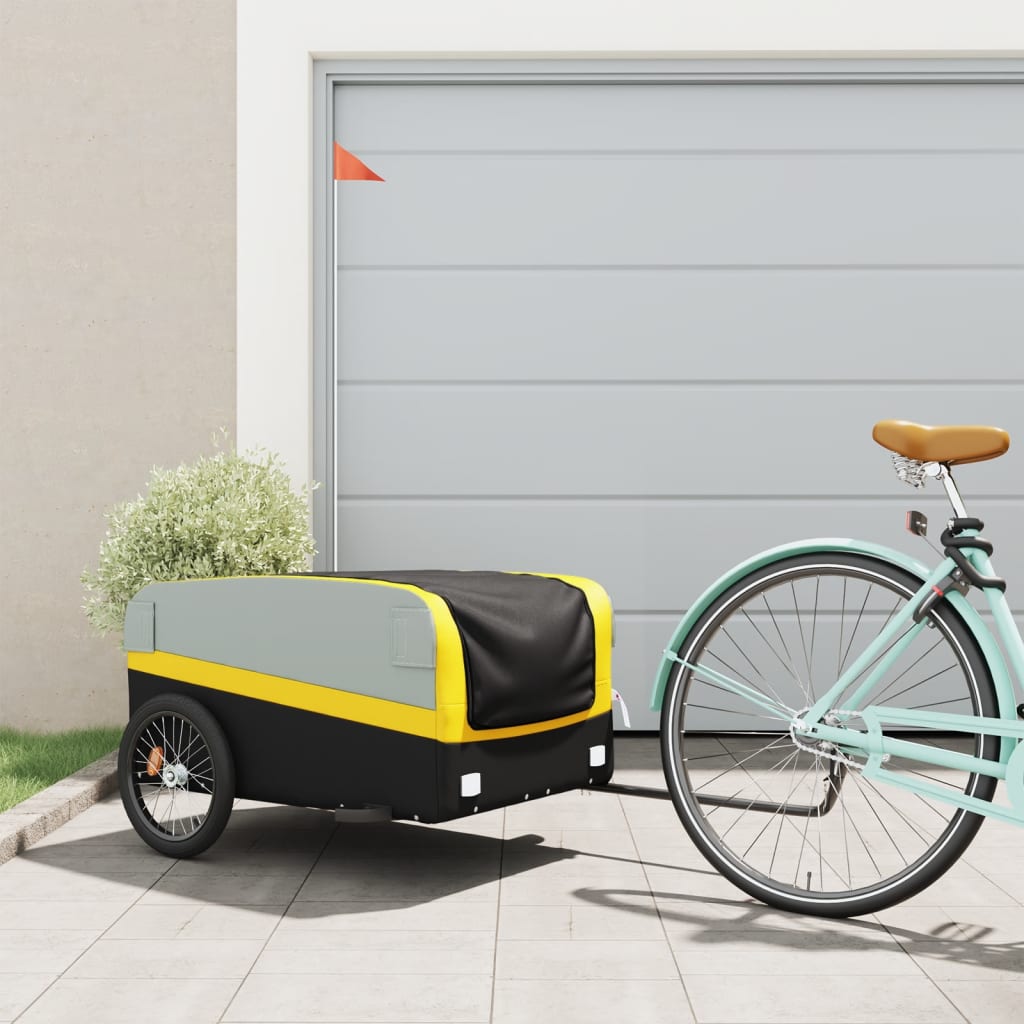 Fahrradanhänger 45 kg Eisen schwarz und gelb
