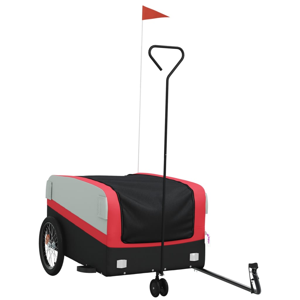 Fahrradanhänger 45 kg Eisen schwarz und rot