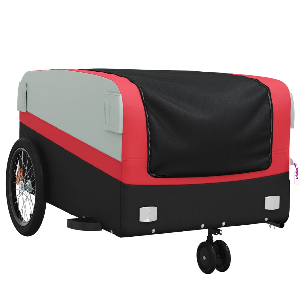 Fahrradanhänger 45 kg Eisen schwarz und rot