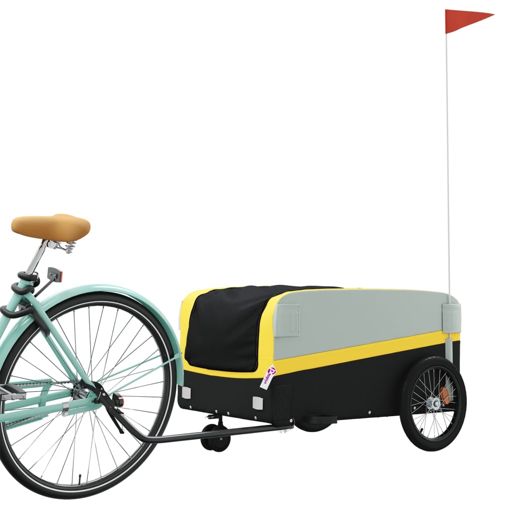 Fahrradanhänger 45 kg Eisen schwarz und gelb