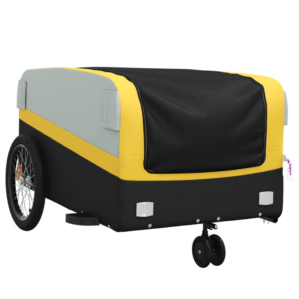 Fahrradanhänger 45 kg Eisen schwarz und gelb