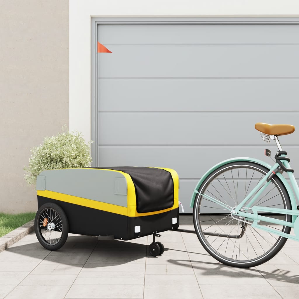Fahrradanhänger 45 kg Eisen schwarz und gelb
