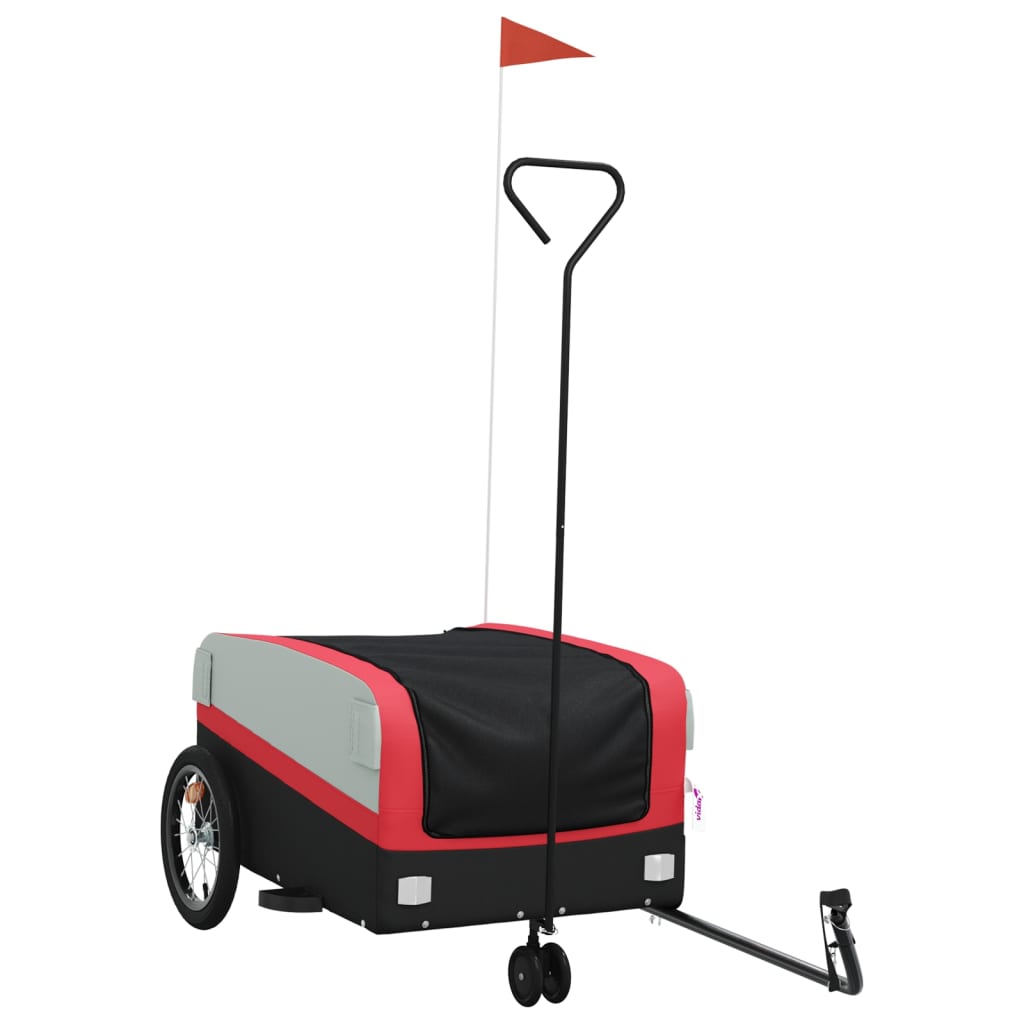 Fahrradanhänger 45 kg Eisen schwarz und rot