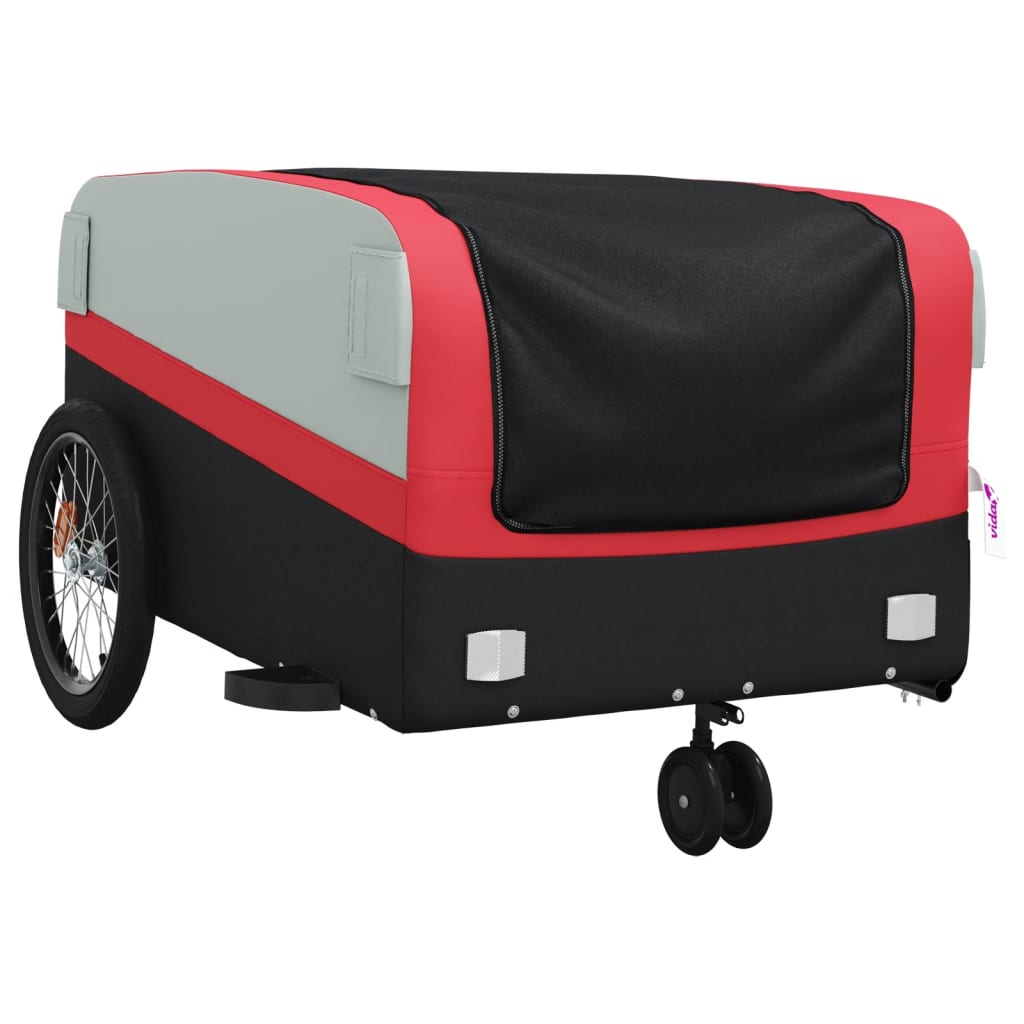 Fahrradanhänger 45 kg Eisen schwarz und rot