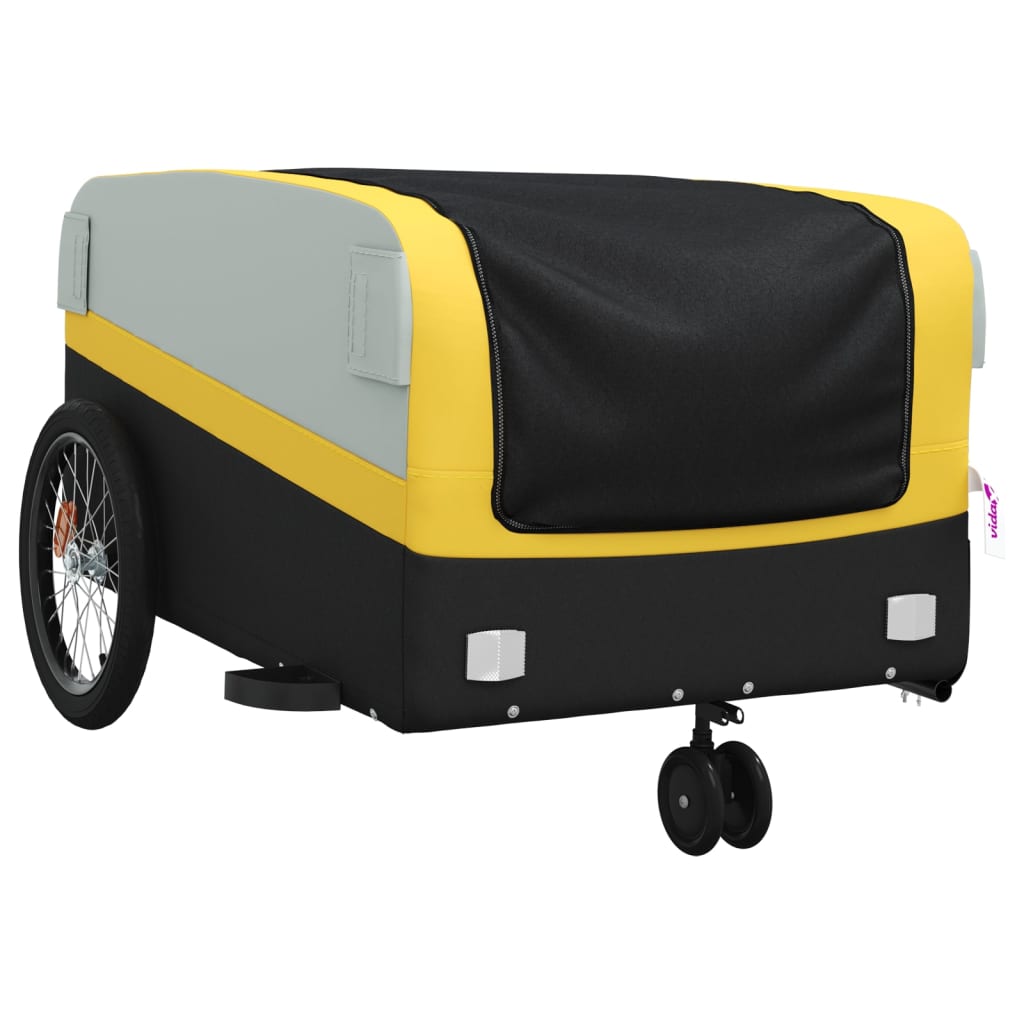 Fahrradanhänger 45 kg Eisen schwarz und gelb