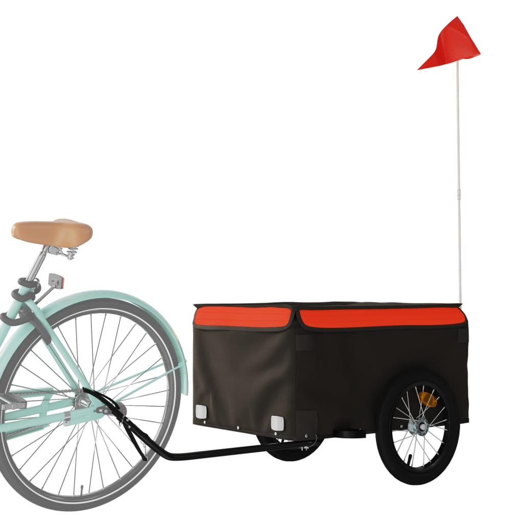 Fahrradanhänger 45 kg Eisen schwarz und orange