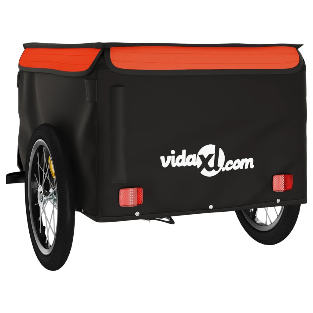Fahrradanhänger 45 kg Eisen schwarz und orange