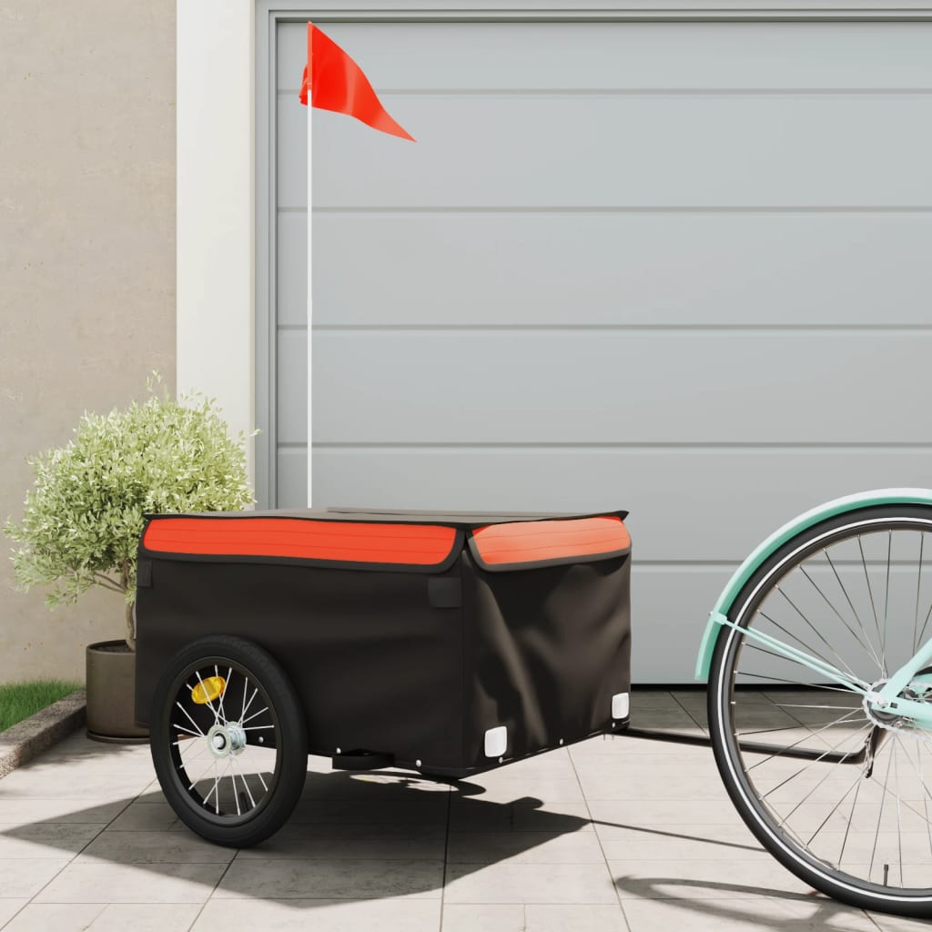 Fahrradanhänger 45 kg Eisen schwarz und orange