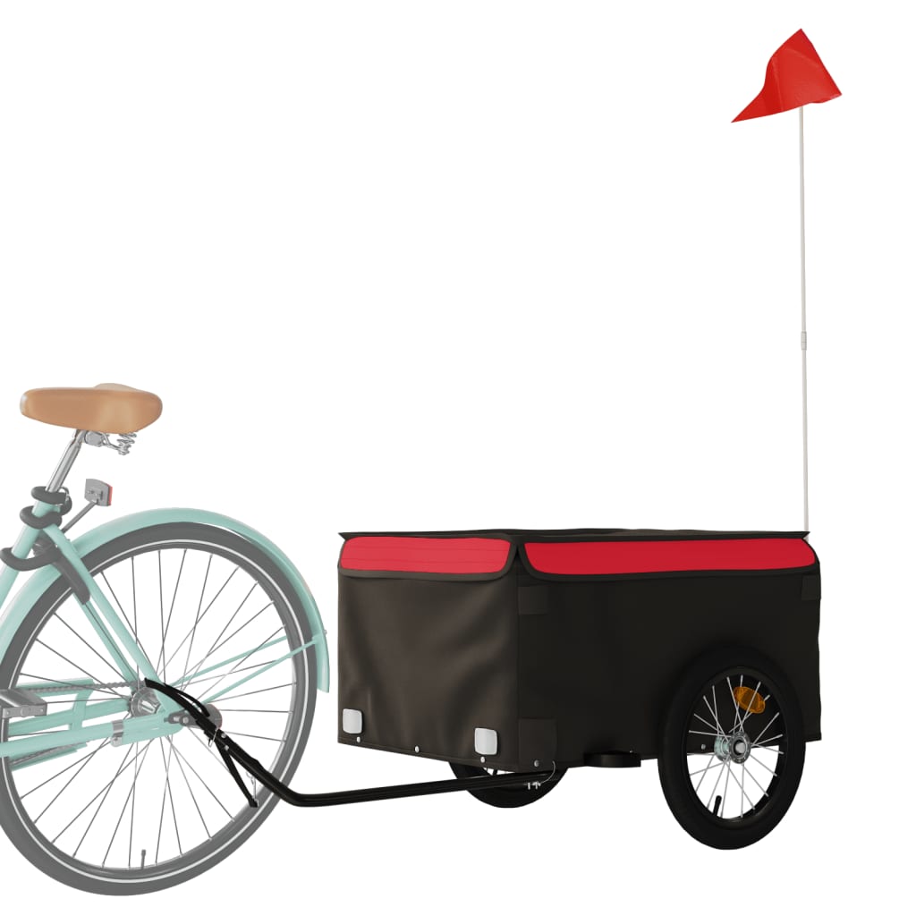 Fahrradanhänger 45 kg Eisen schwarz und rot