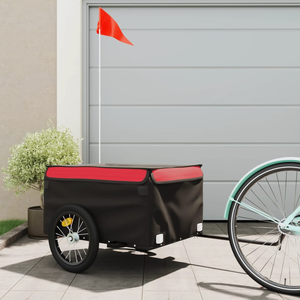 Fahrradanhänger 45 kg Eisen schwarz und rot