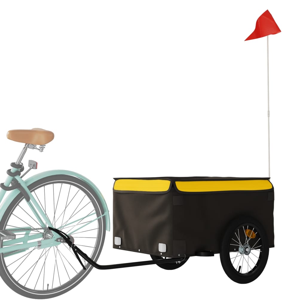 Fahrradanhänger 45 kg Eisen schwarz und gelb