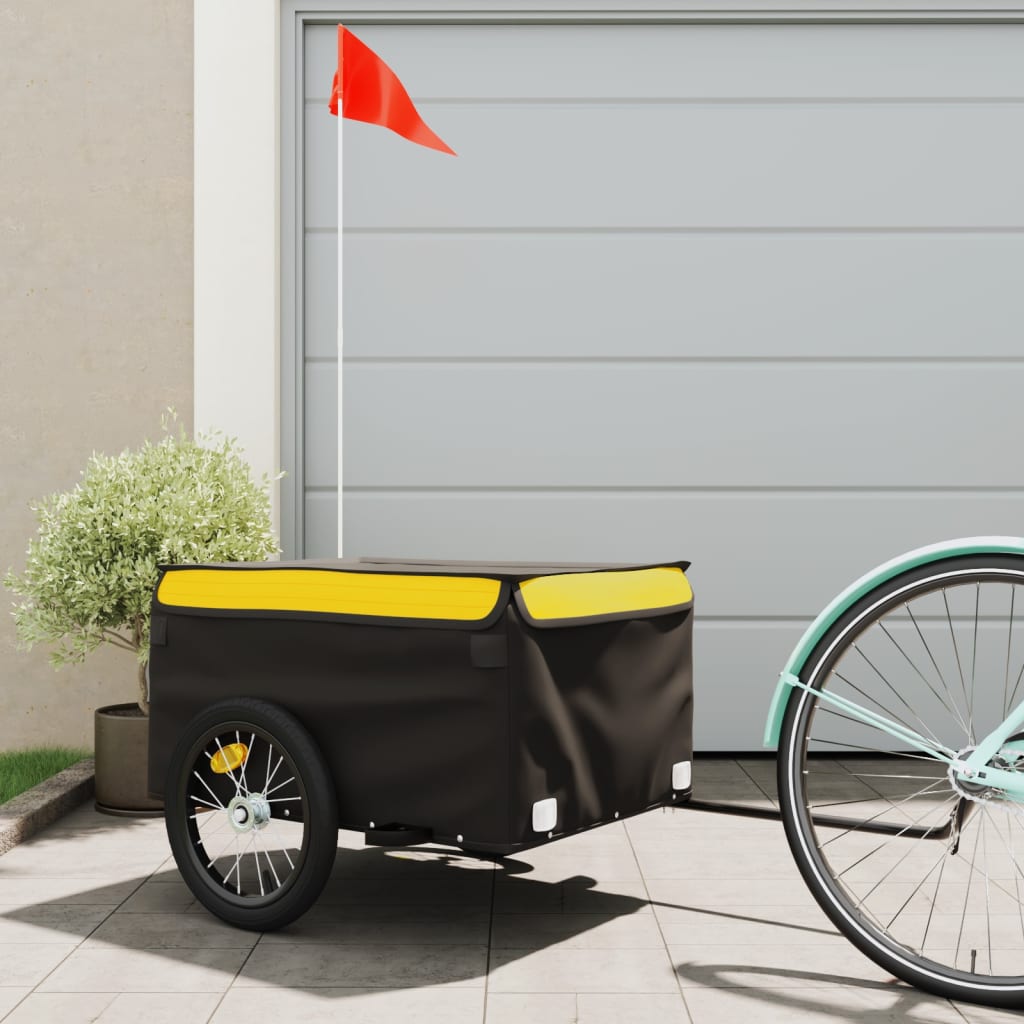 Fahrradanhänger 45 kg Eisen schwarz und gelb