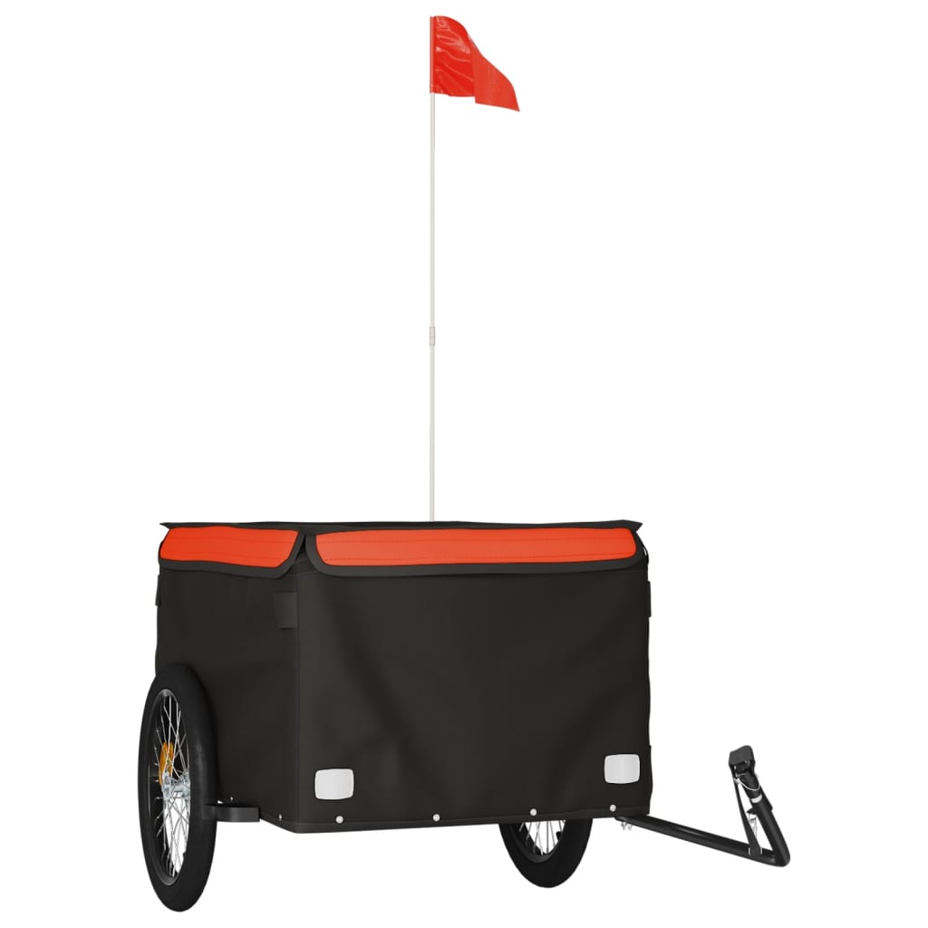 Fahrradanhänger 45 kg Eisen schwarz und orange