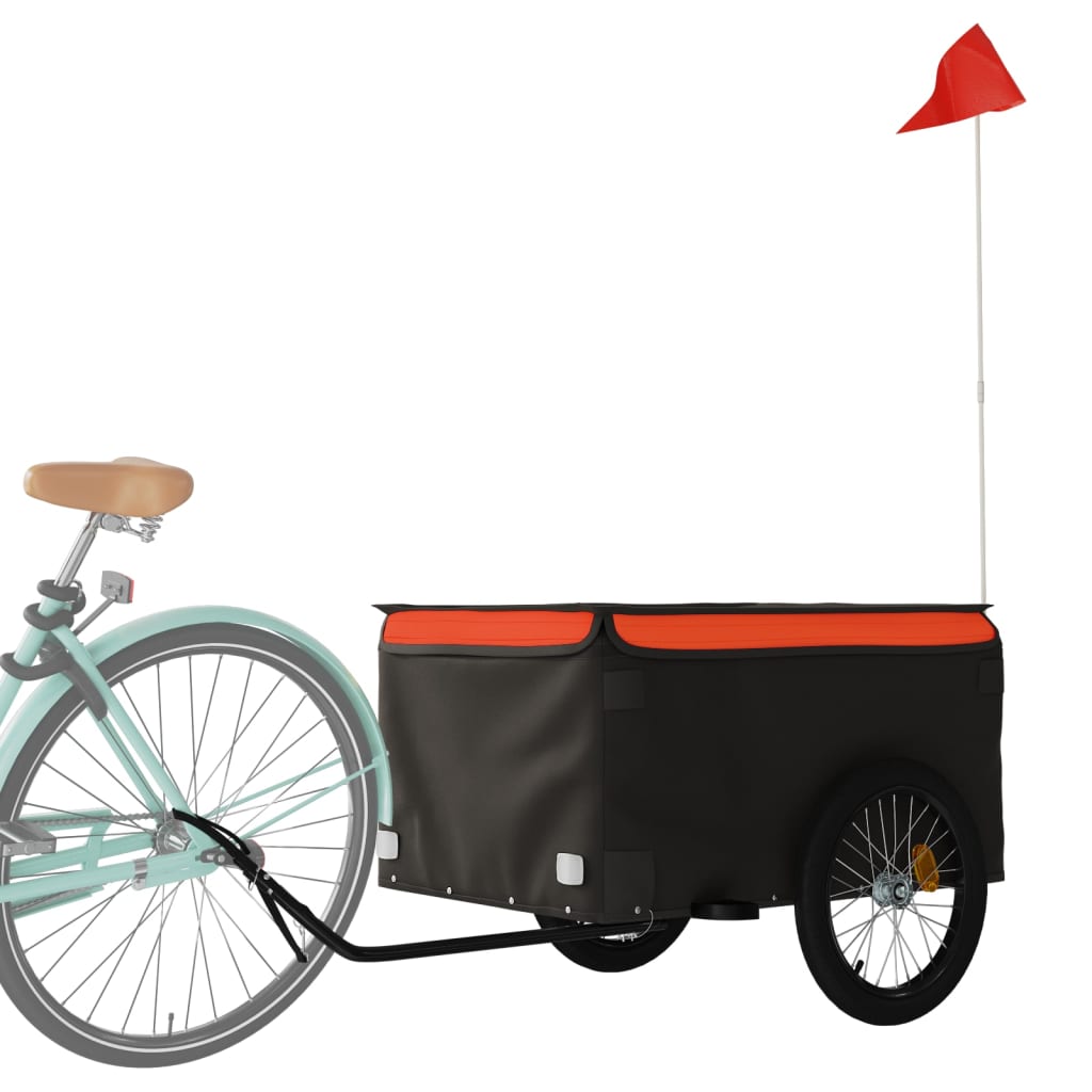 Fahrradanhänger 45 kg Eisen schwarz und orange