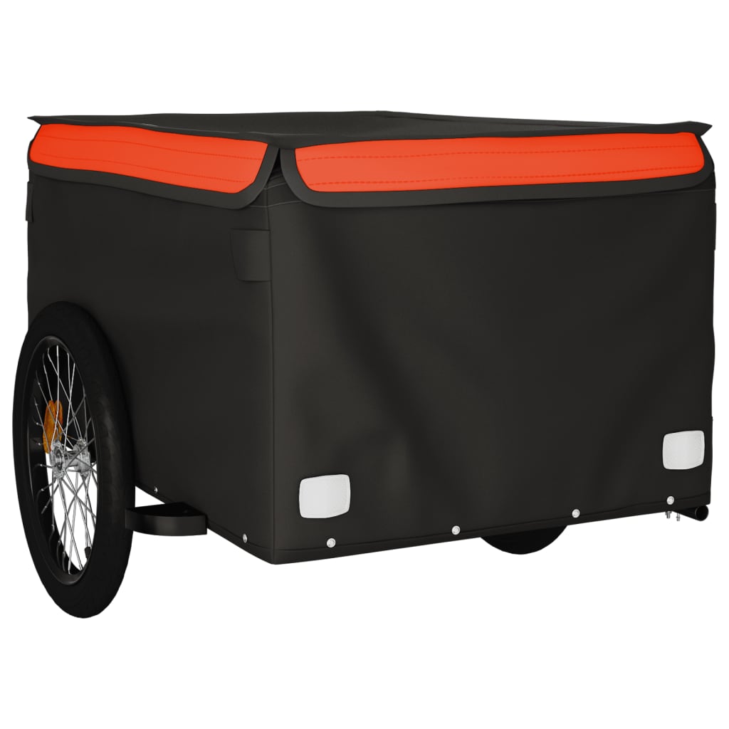 Fahrradanhänger 45 kg Eisen schwarz und orange
