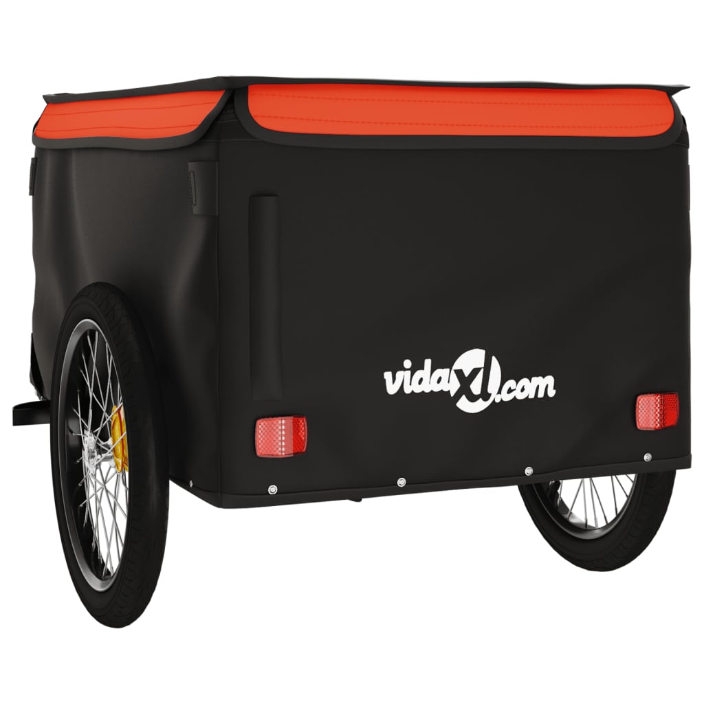 Fahrradanhänger 45 kg Eisen schwarz und orange
