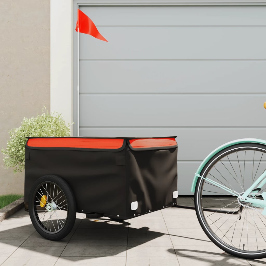 Fahrradanhänger 45 kg Eisen schwarz und orange