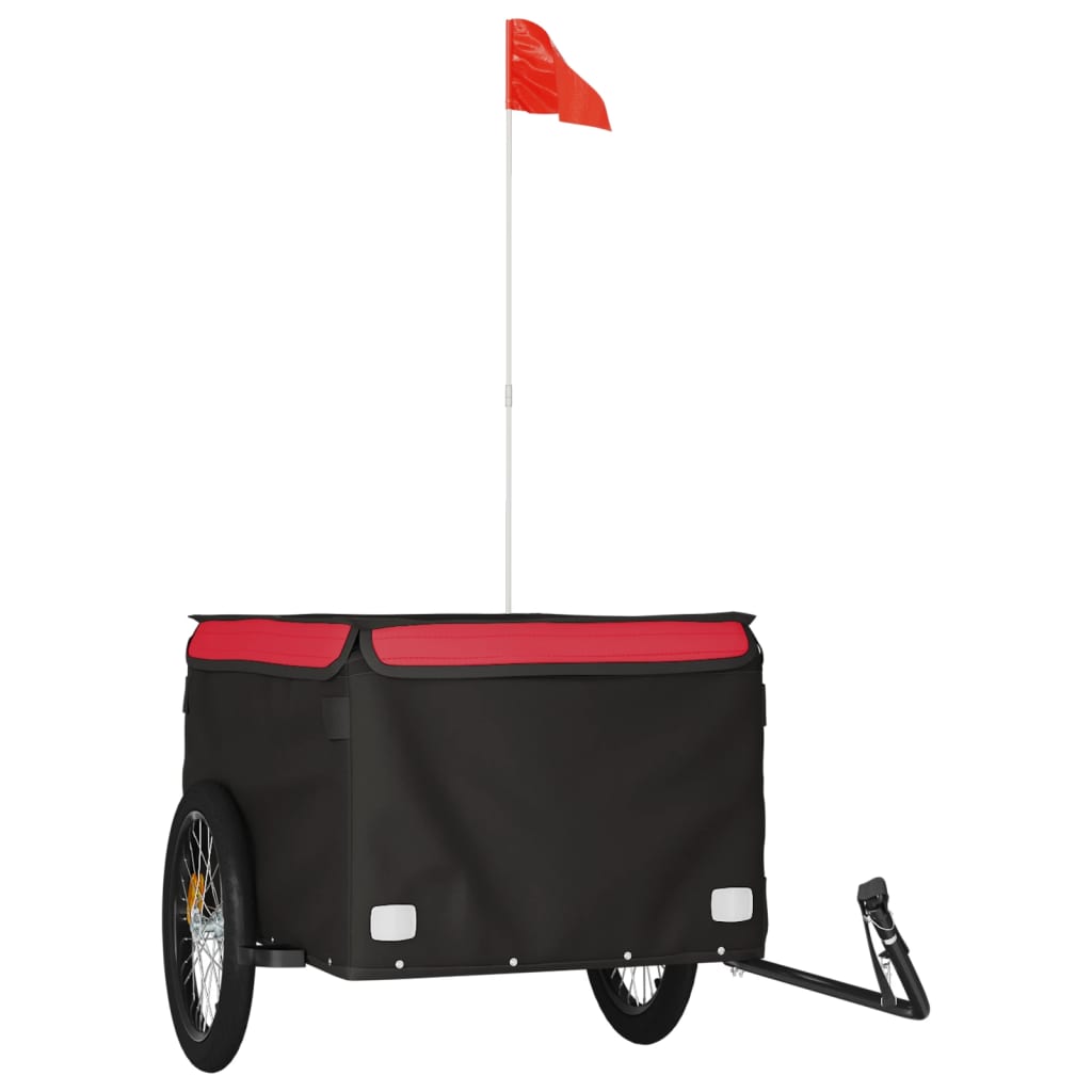 Fahrradanhänger 45 kg Eisen schwarz und rot
