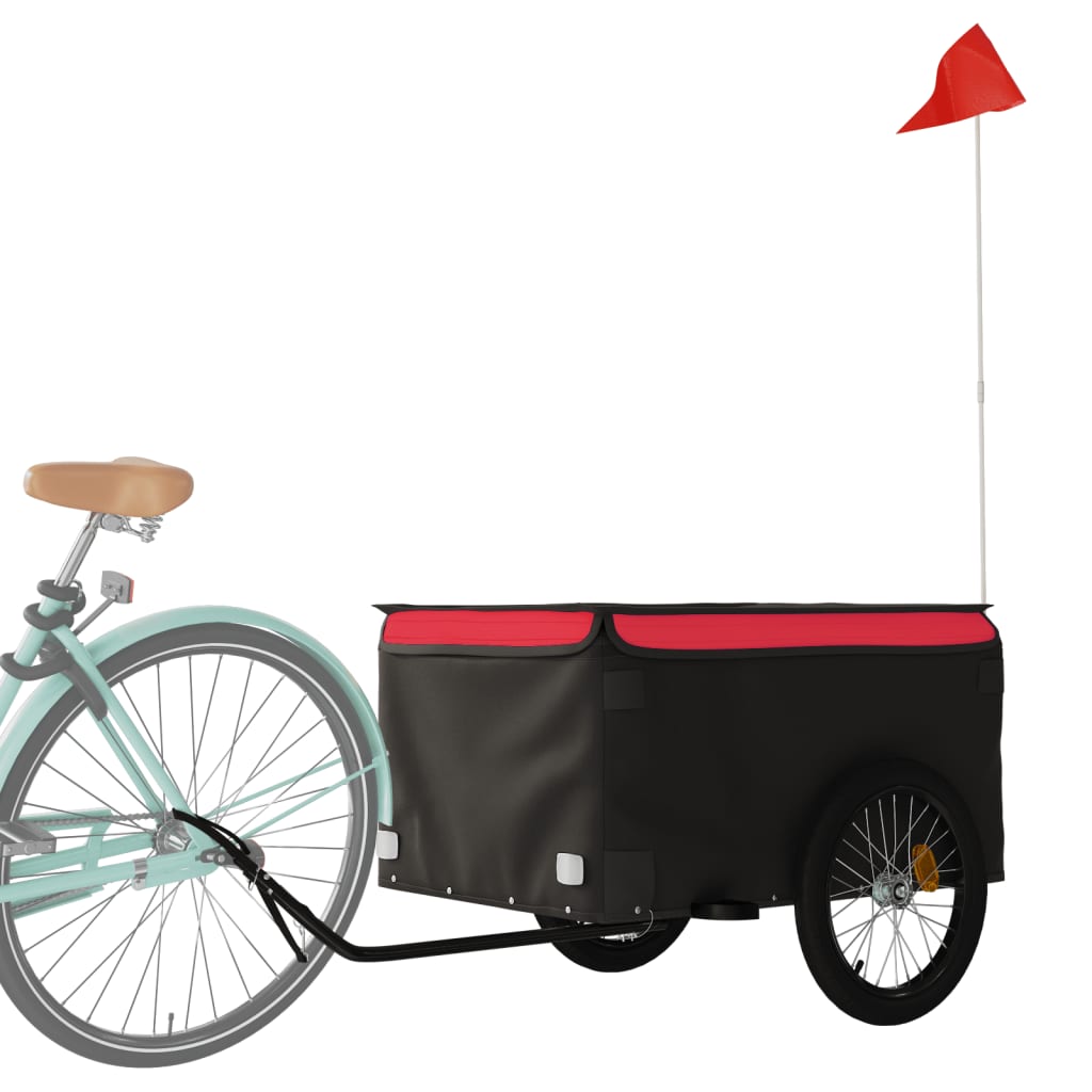 Fahrradanhänger 45 kg Eisen schwarz und rot