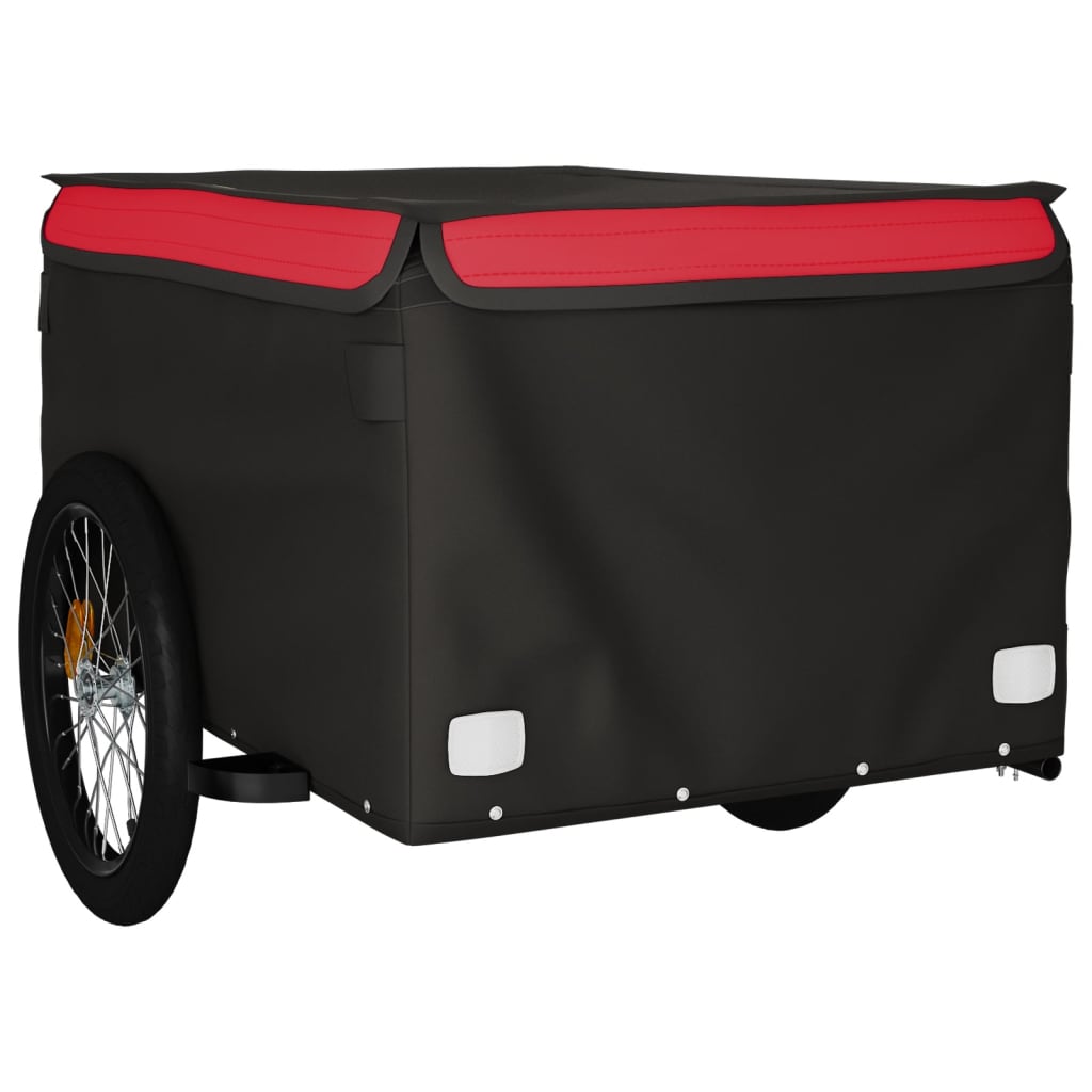 Fahrradanhänger 45 kg Eisen schwarz und rot