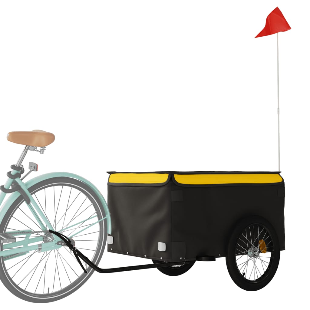 Fahrradanhänger 45 kg Eisen schwarz und gelb