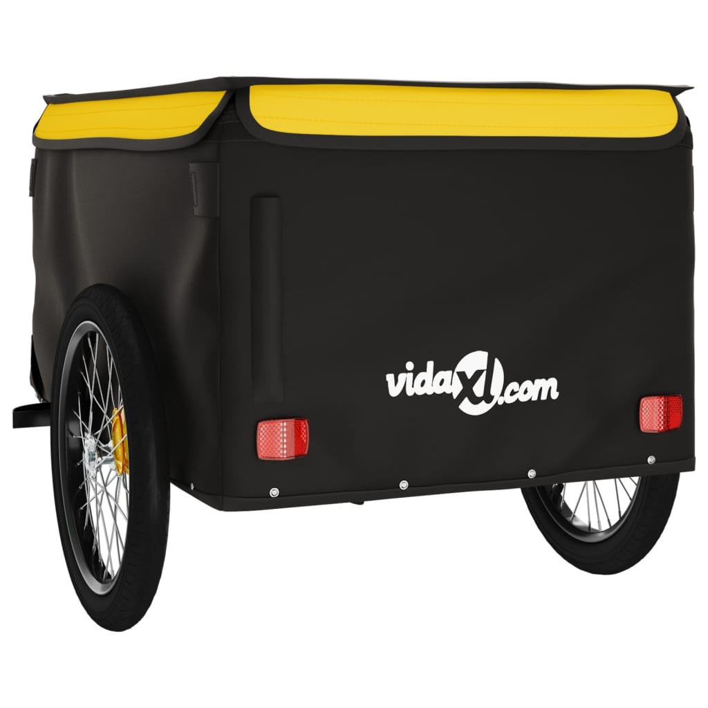 Fahrradanhänger 45 kg Eisen schwarz und gelb