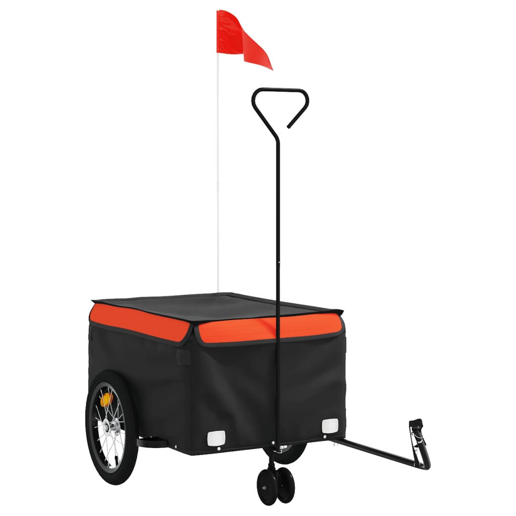 Fahrradanhänger 45 kg Eisen schwarz und orange