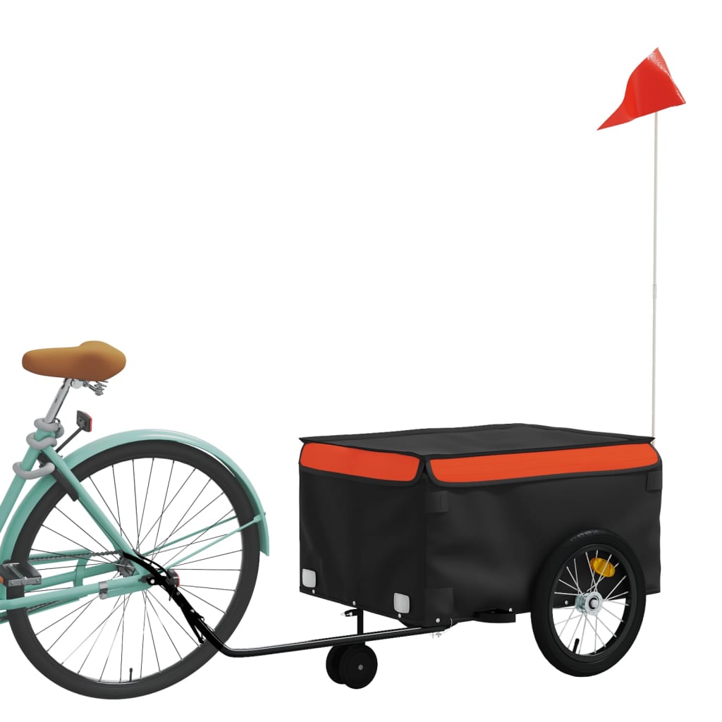 Fahrradanhänger 45 kg Eisen schwarz und orange