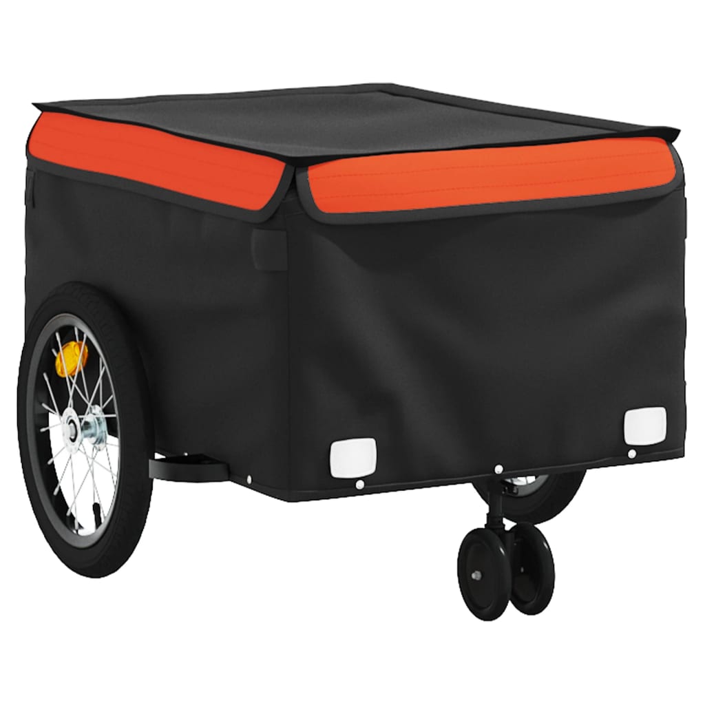 Fahrradanhänger 45 kg Eisen schwarz und orange