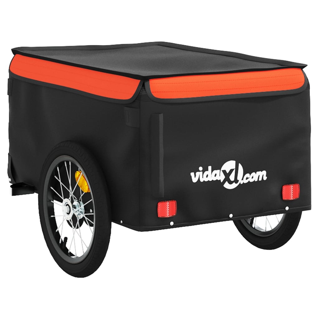 Fahrradanhänger 45 kg Eisen schwarz und orange