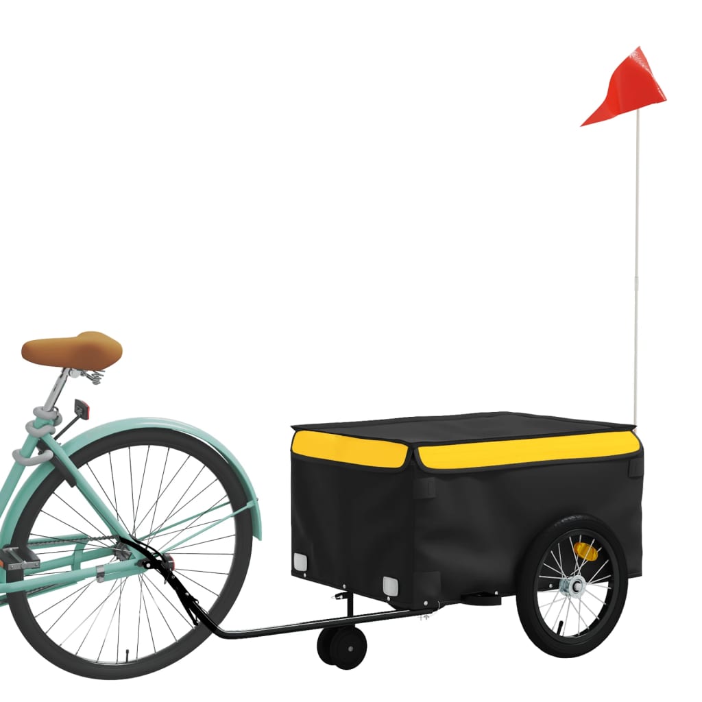 Fahrradanhänger 45 kg Eisen schwarz und gelb