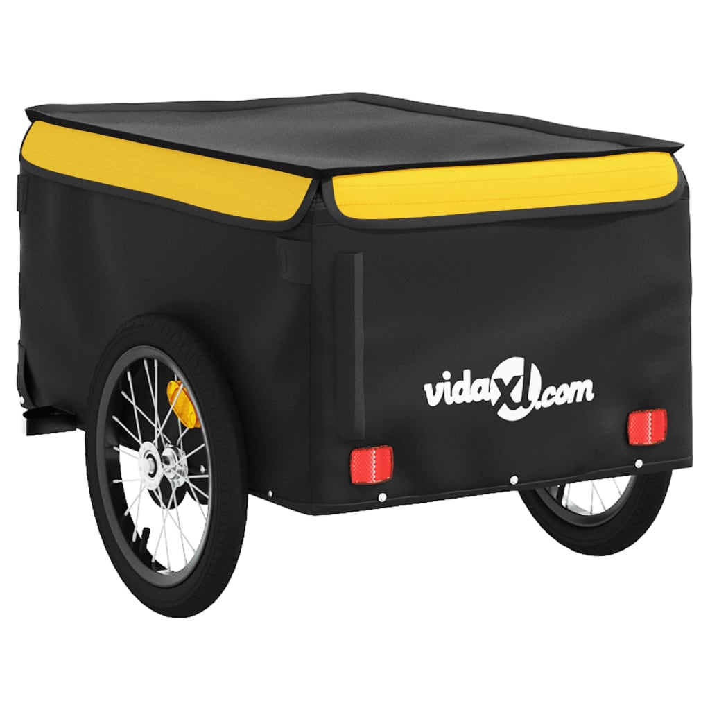 Fahrradanhänger 45 kg Eisen schwarz und gelb