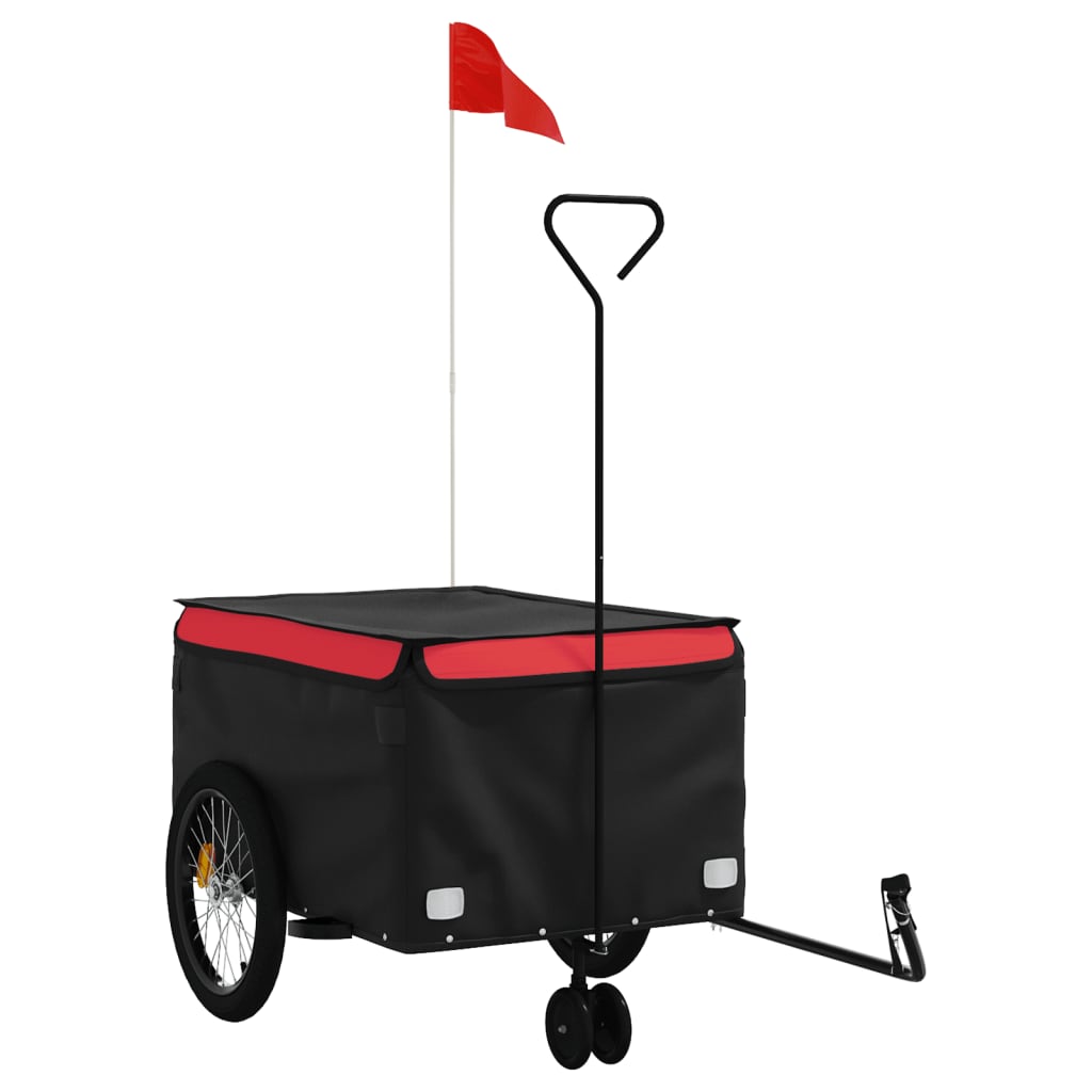 Fahrradanhänger 45 kg Eisen schwarz und rot