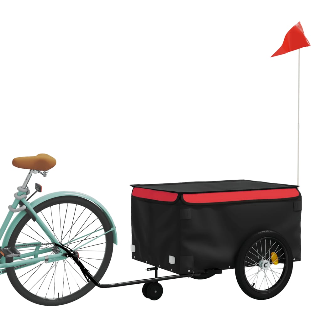 Fahrradanhänger 45 kg Eisen schwarz und rot