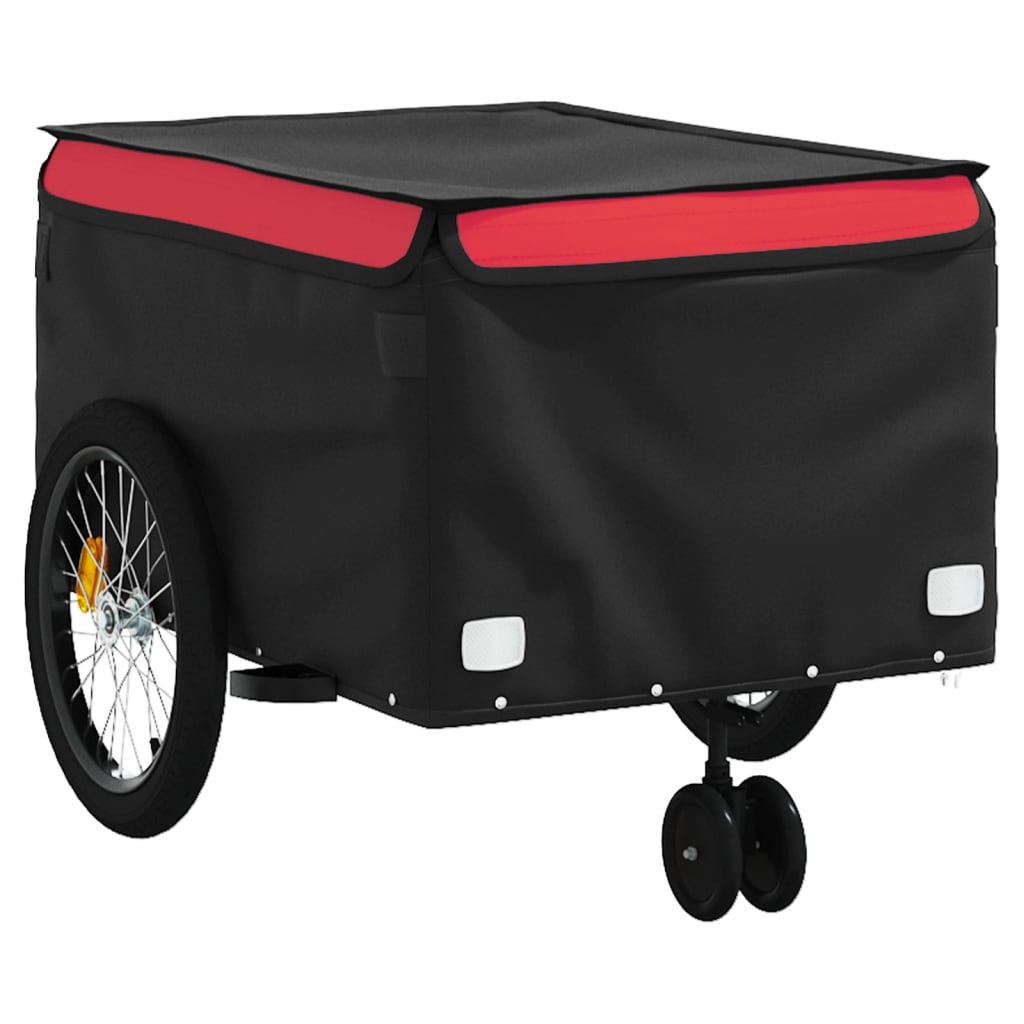 Fahrradanhänger 45 kg Eisen schwarz und rot