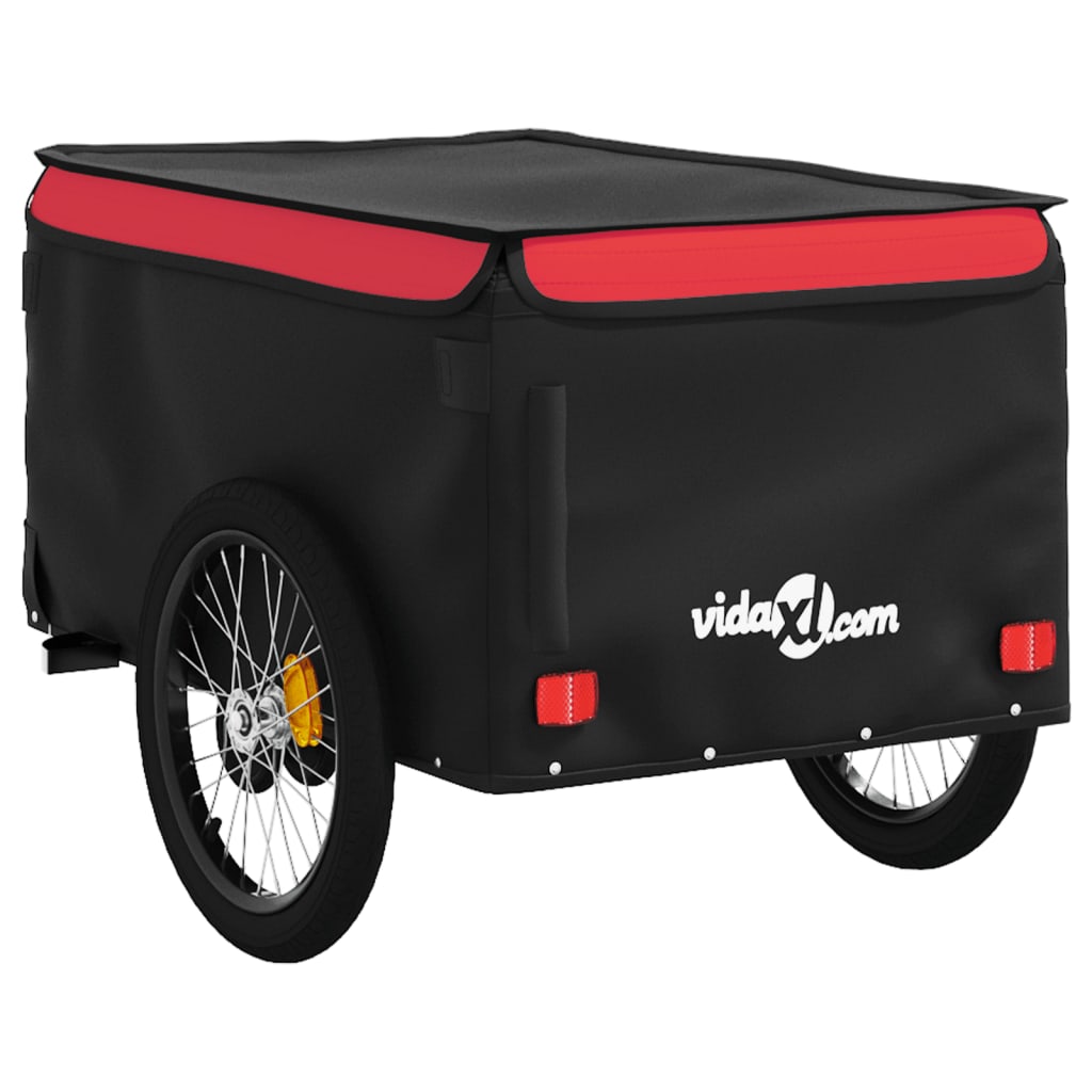Fahrradanhänger 45 kg Eisen schwarz und rot