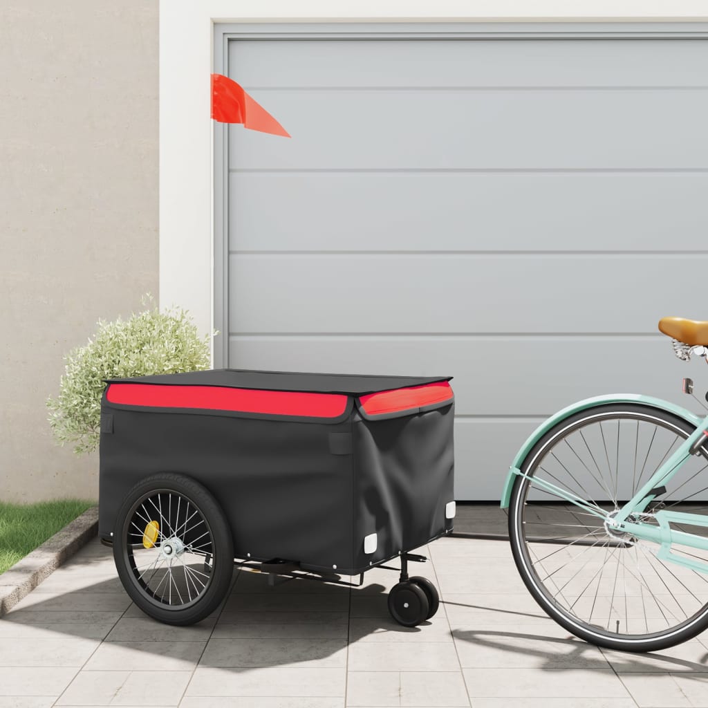 Fahrradanhänger 45 kg Eisen schwarz und rot