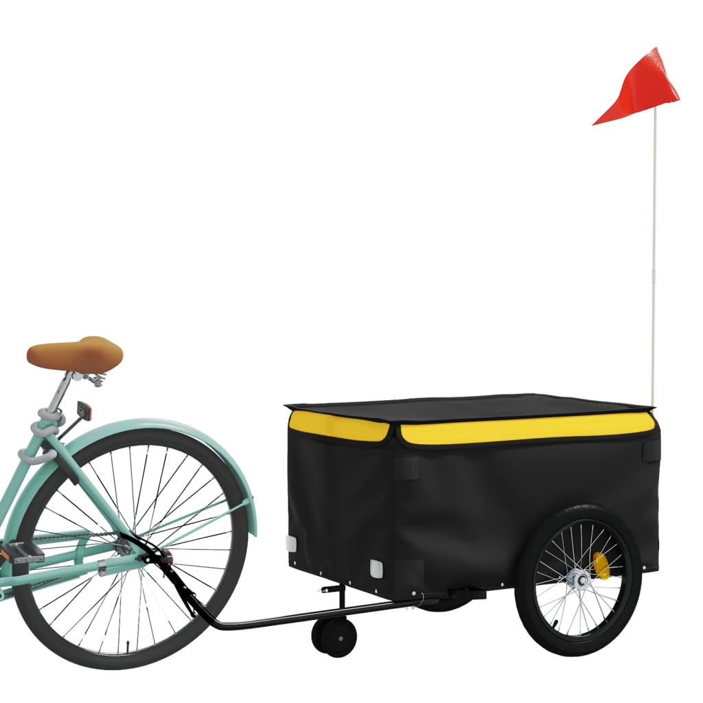 Fahrradanhänger 45 kg Eisen schwarz und gelb