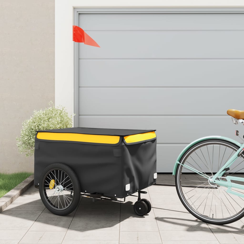 Fahrradanhänger 45 kg Eisen schwarz und gelb